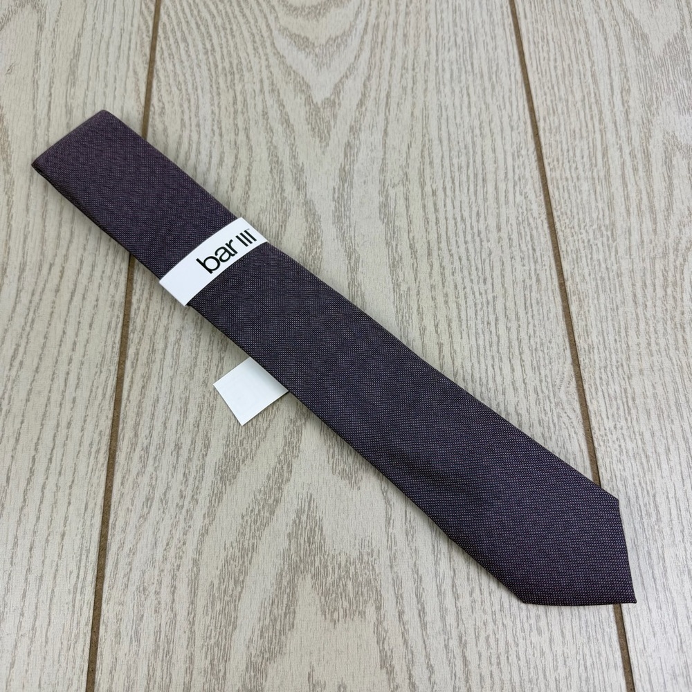 726 Bar III Men's Tie Cobble Solid 656 Mauve $55 Silk Poly Blend Skinny Slim